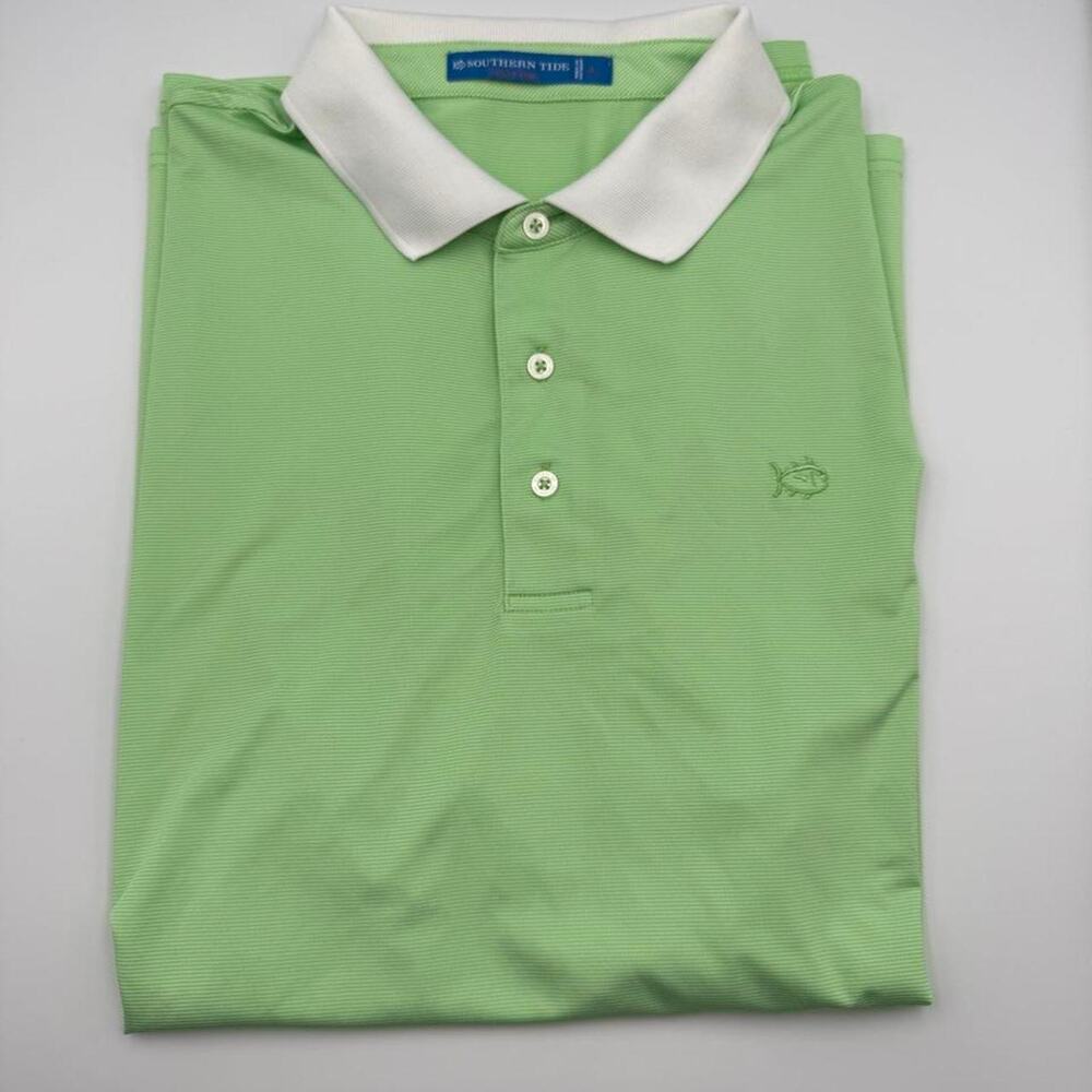Southern tide golf polo lime green white size large